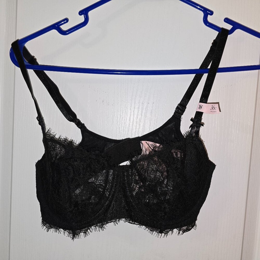 Victoria's Secret unlined black lace bra